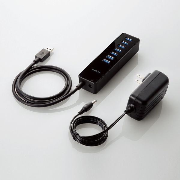 マグネット付USB3.0ハブ 7ポート ACアダプタ付 スチール製のデスクなどにしっかりと固定できる強力マグネットを装備: U3H-T719SBK_画像2