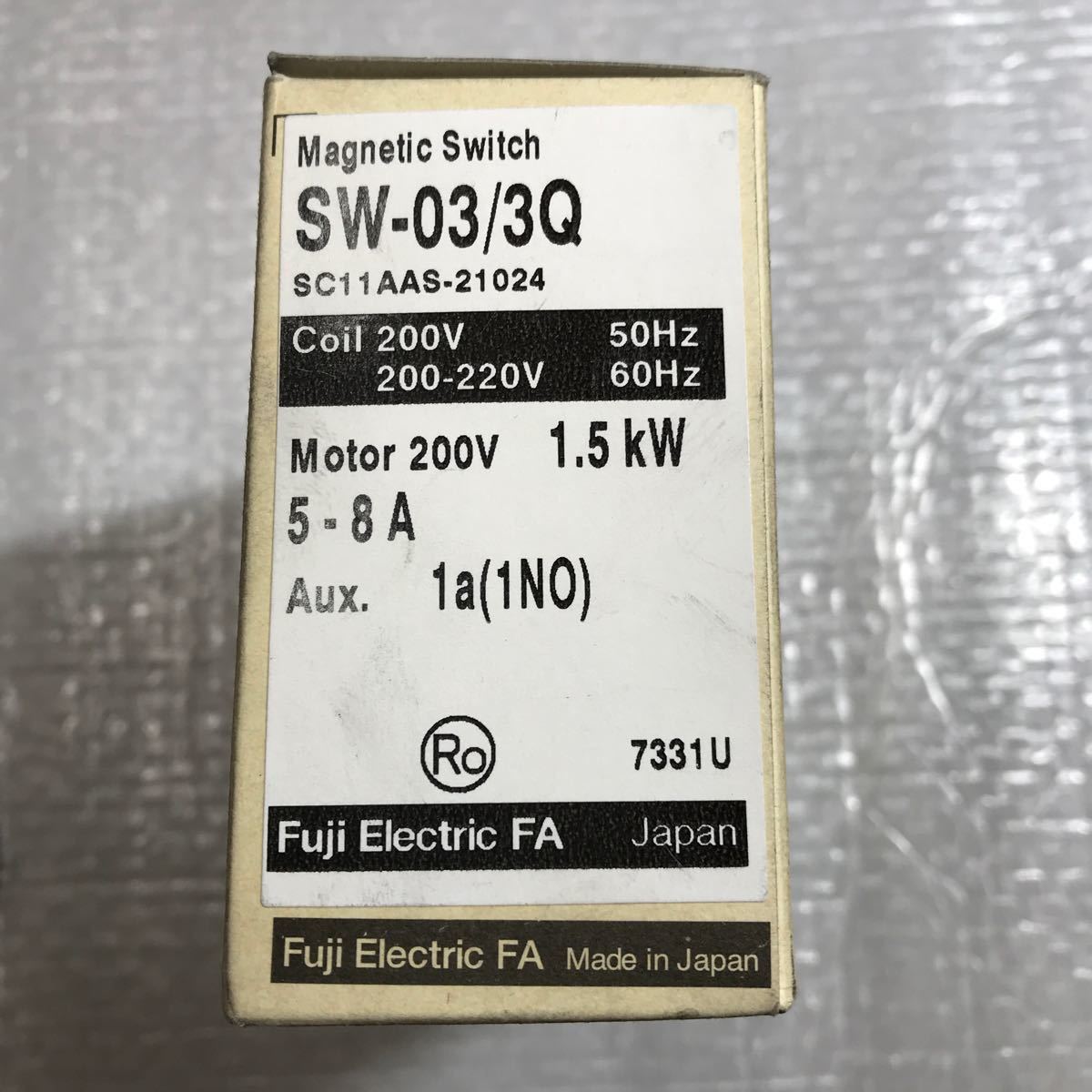 富士電機 電磁開閉器 コイルAC200V SW-03/3Q 1.5kw マグネットスイッチ 未使用 長期保管品 の画像6