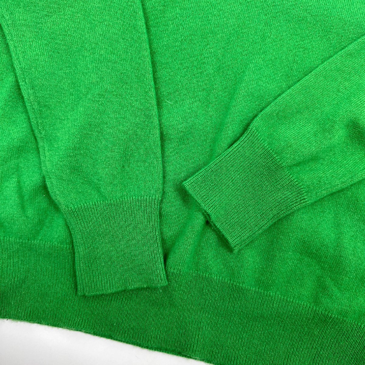カシミヤ100%◆UNIQLO ユニクロ カシミアウール Vネック 長袖 ニット セーター XLサイズ/グリーン 緑系/レディース/O-38_画像3