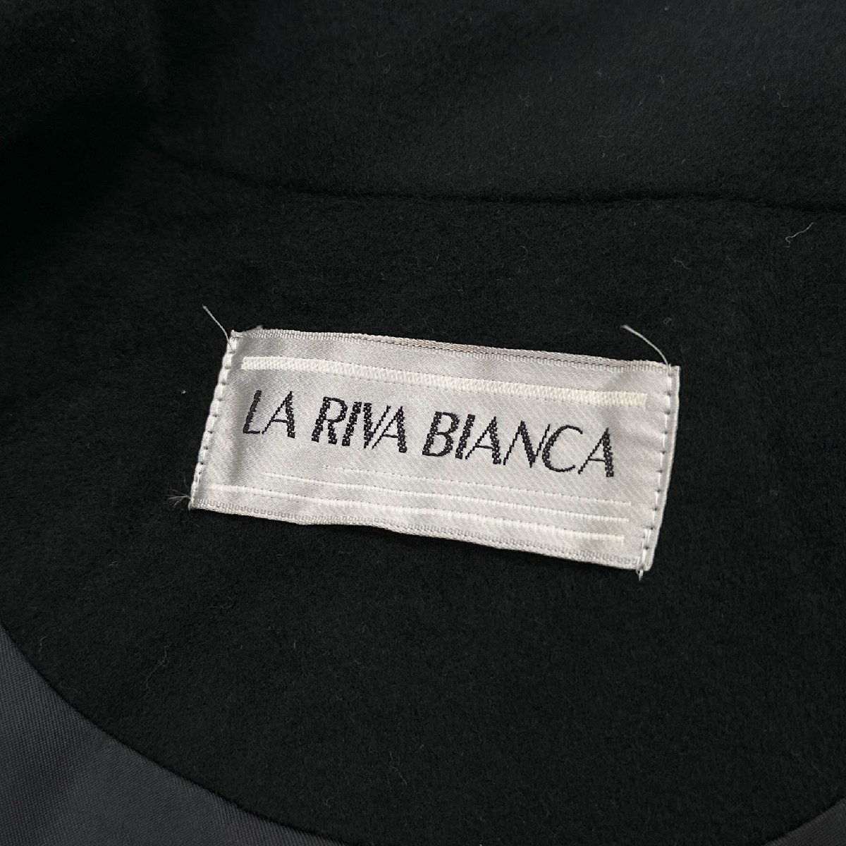 カシミヤ100%◆LA RIVA BIANCA カシミアウール Aライン ロングコート 9AR / 黒 ブラック レディース レトロ_画像7