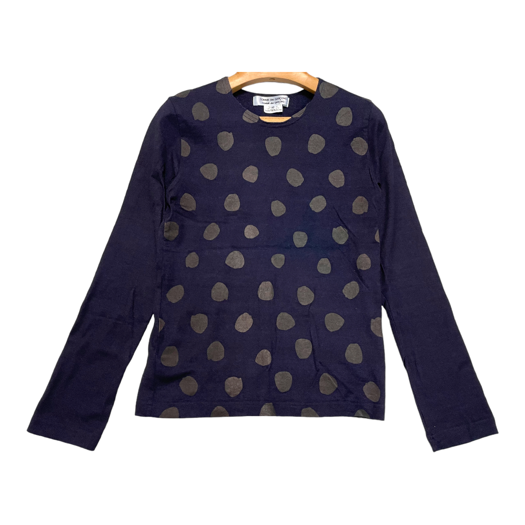 COMME des GARCONS indigo dyeing dot print long sleeve T-shirt XS navy Comme des Garcons 5D075