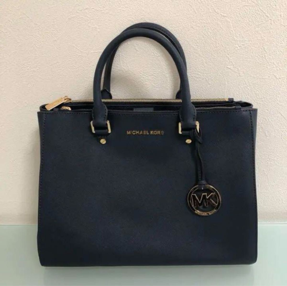 マイケルコース サフィアーノレザー ネイビー 2way ショルダー ハンドバッグ MICHAEL KORS