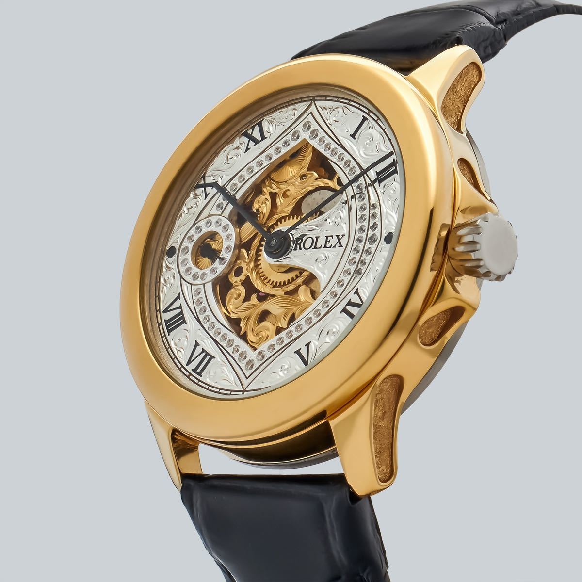 アンティーク Marriage watch Rolex 懐中時計をアレンジした 42mm のメンズ腕時計 半年保証 手巻き スケルトン