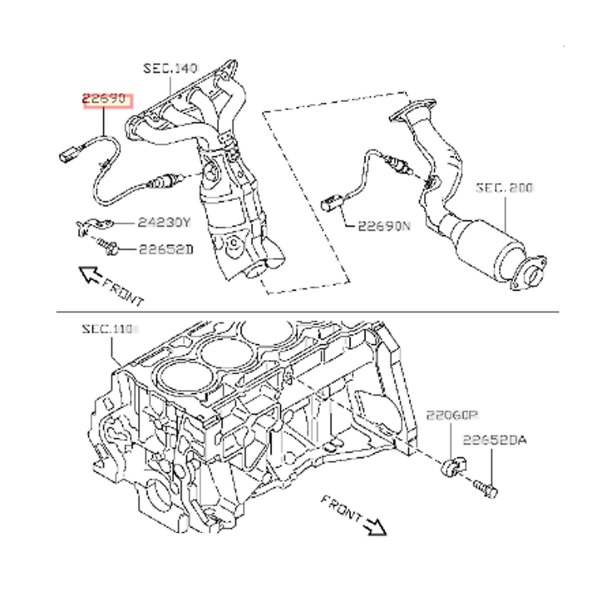 当日発送 OS101 O2センサー 日産 エクストレイル X-TRAIL T31 NT31 / セレナ C25 CC25 CNC25 NC25 前側 フロント側 エキマニ側 22690-EN200