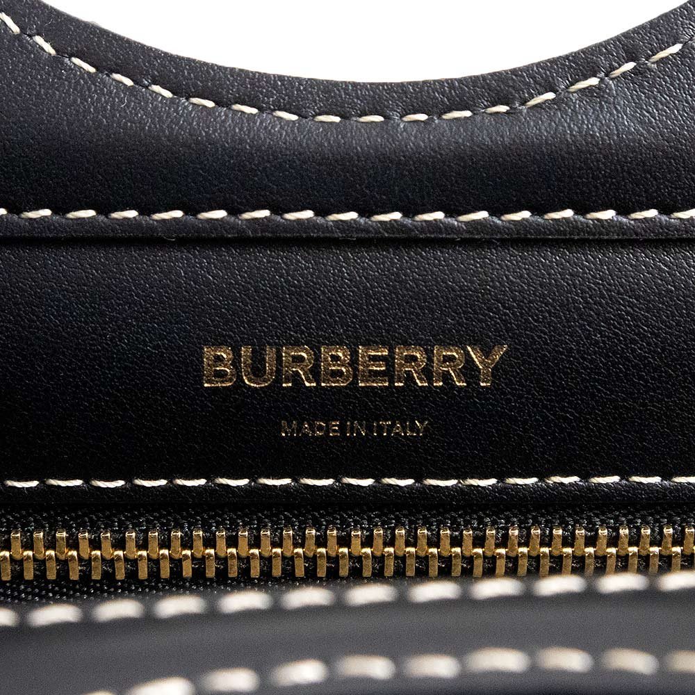 （新品・未使用品）バーバリー BURBERRY ミニ ロゴグラフィックポケット ショルダーハンドバッグ コットン カーフレザー ブラック 80280581_画像9