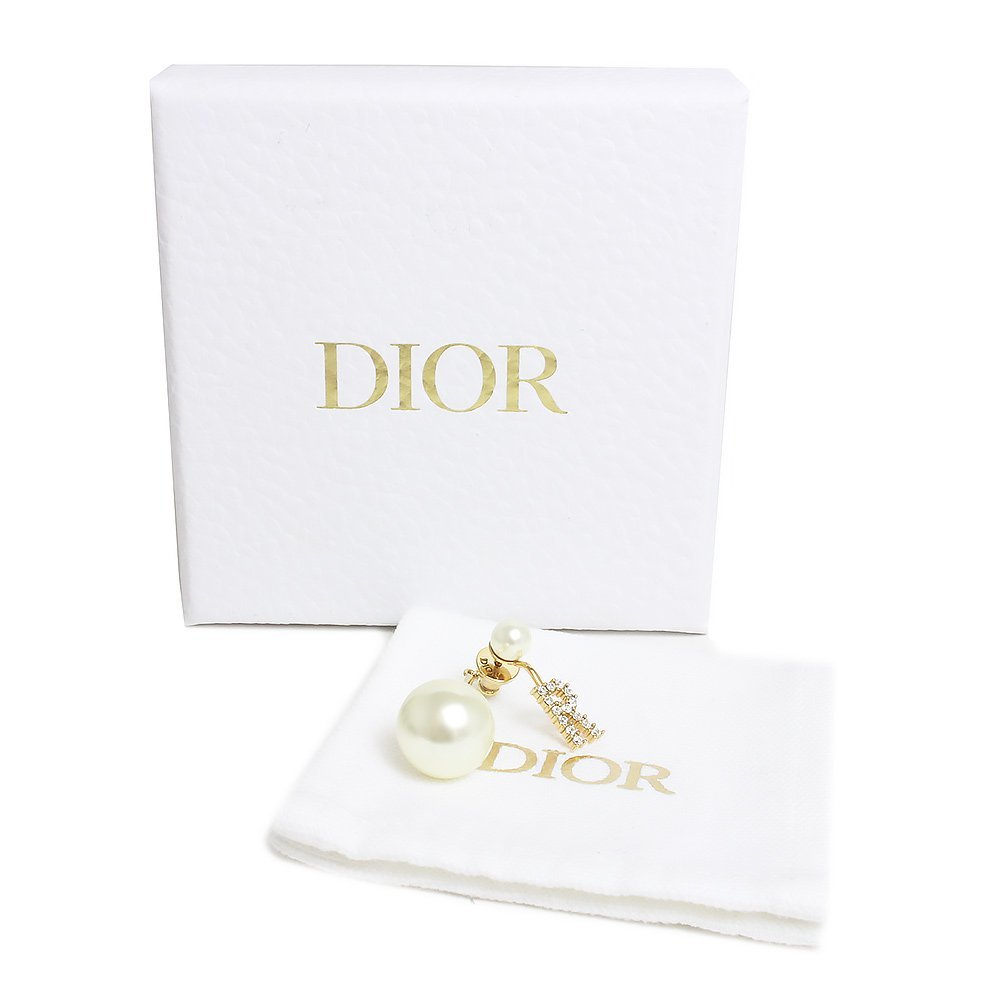 （新品・未使用品）クリスチャンディオール Christian Dior ABCDIOR パール R トライバル シングル ピアス ゴールド ホワイト E1027ABCCY_画像2