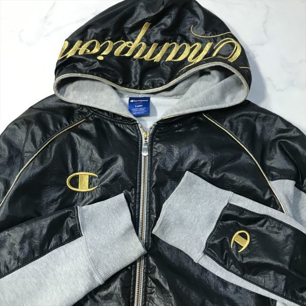 《良品◎》Champion チャンピオン★フーデットジップアップパーカー*ジャケット*ブラック/グレー*サイズL(MW2950)◆S60_画像3