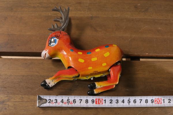 ☆中国玩具 鹿 ブリキ おもちゃ バンビ ゼンマイ式 中国製造 レトロ ビンテージ 置物 ディスプレイ Ja2902_画像10