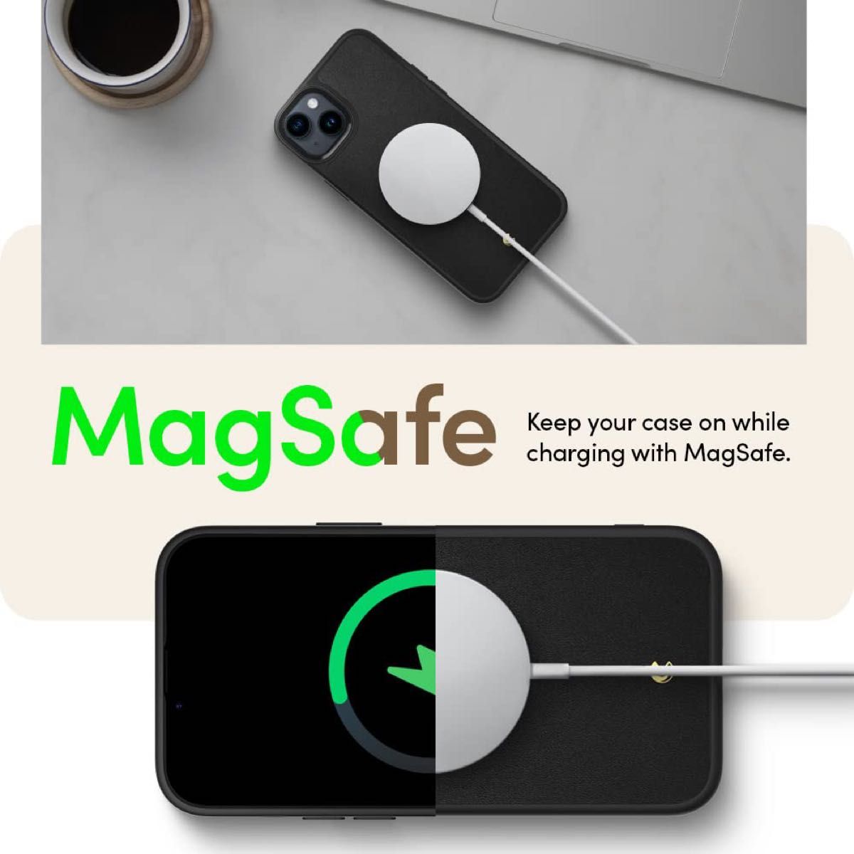 iPhone14Plus 用 ケース MagSafe対応 レザー 磁力