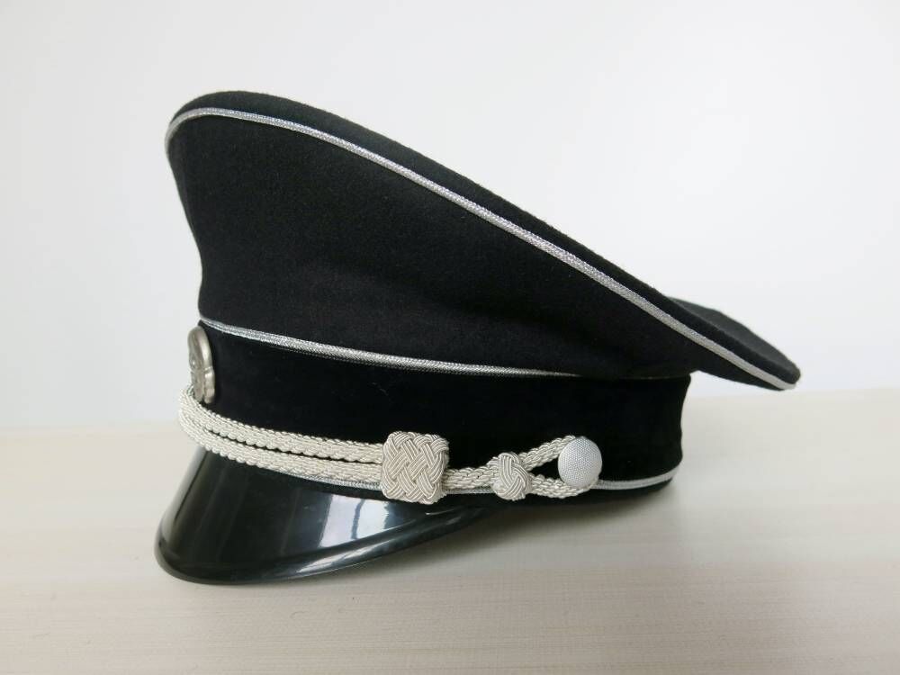【送料無料】WW2 ナチスドイツ軍 SS 親衛隊 将官制帽 ASS 制帽 帽章・銀白色チンコード・耳釦付 シルバー 銀色 パイピング 56～61cm_画像2