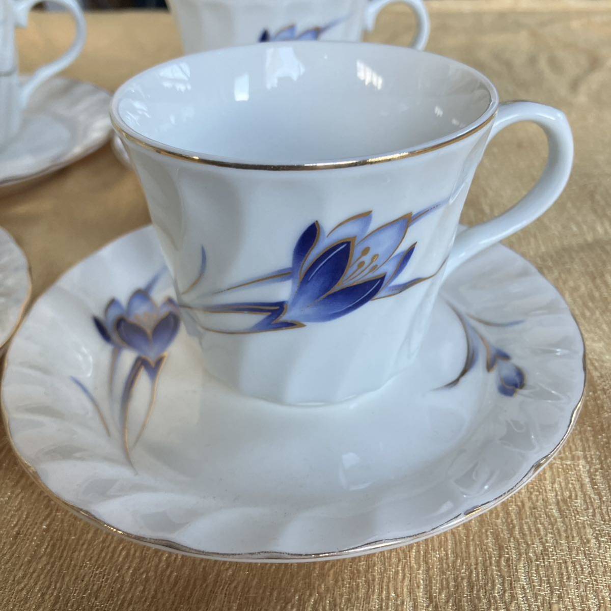 TOHSHIN カップ&ソーサー 4客 セット 花柄 青 昭和レトロ 洋食 TOHSHIN カップ&ソーサー 4客 セット 花柄 青 昭和レトロ 洋食