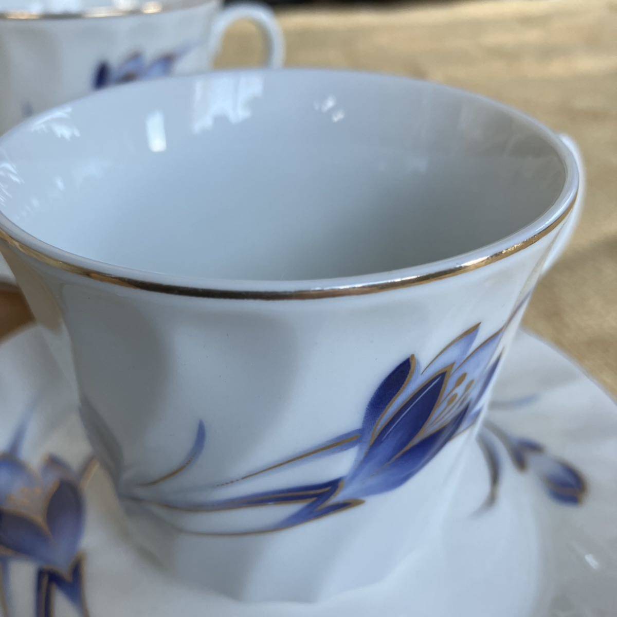 TOHSHIN カップ&ソーサー 4客 セット 花柄 青 昭和レトロ 洋食 TOHSHIN カップ&ソーサー 4客 セット 花柄 青 昭和レトロ 洋食