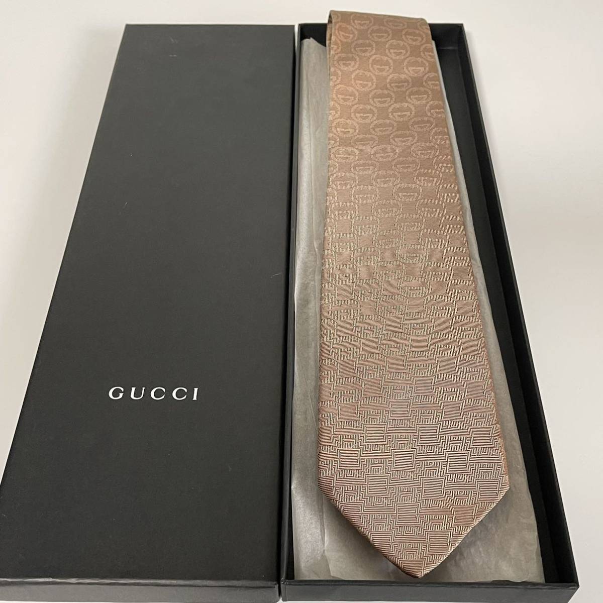 グッチ（GUCCI） ブラウン丸インターロッキングGGネクタイ