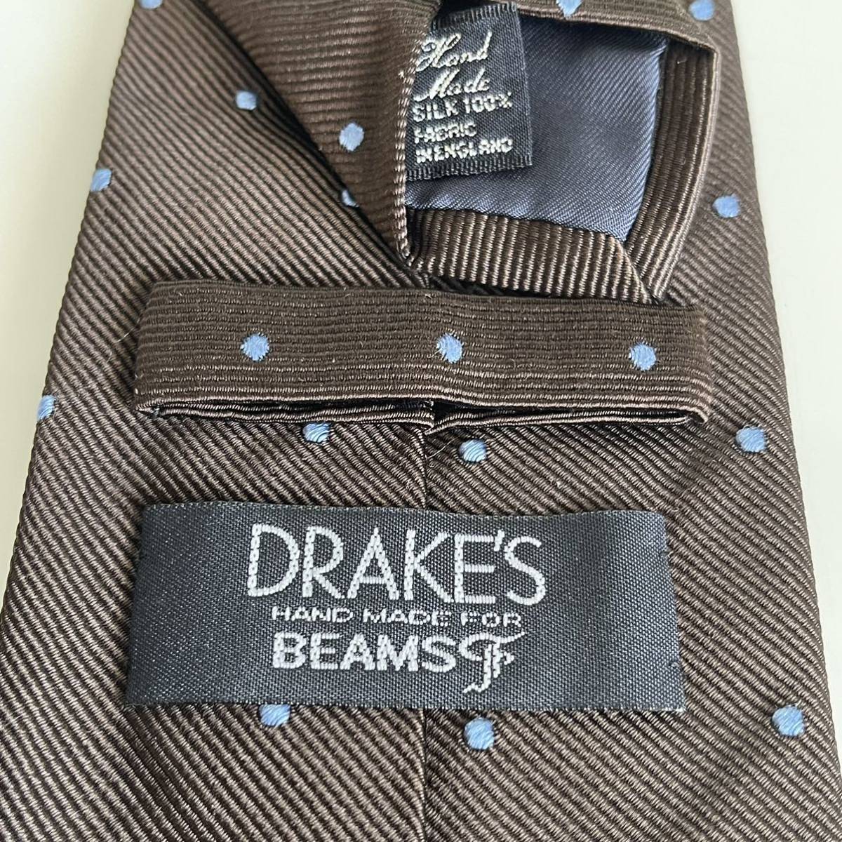 Drake's（ドレイクス）× BEAMS F（ビームスエフ）ビームスF ブラウン青点ドットネクタイ
