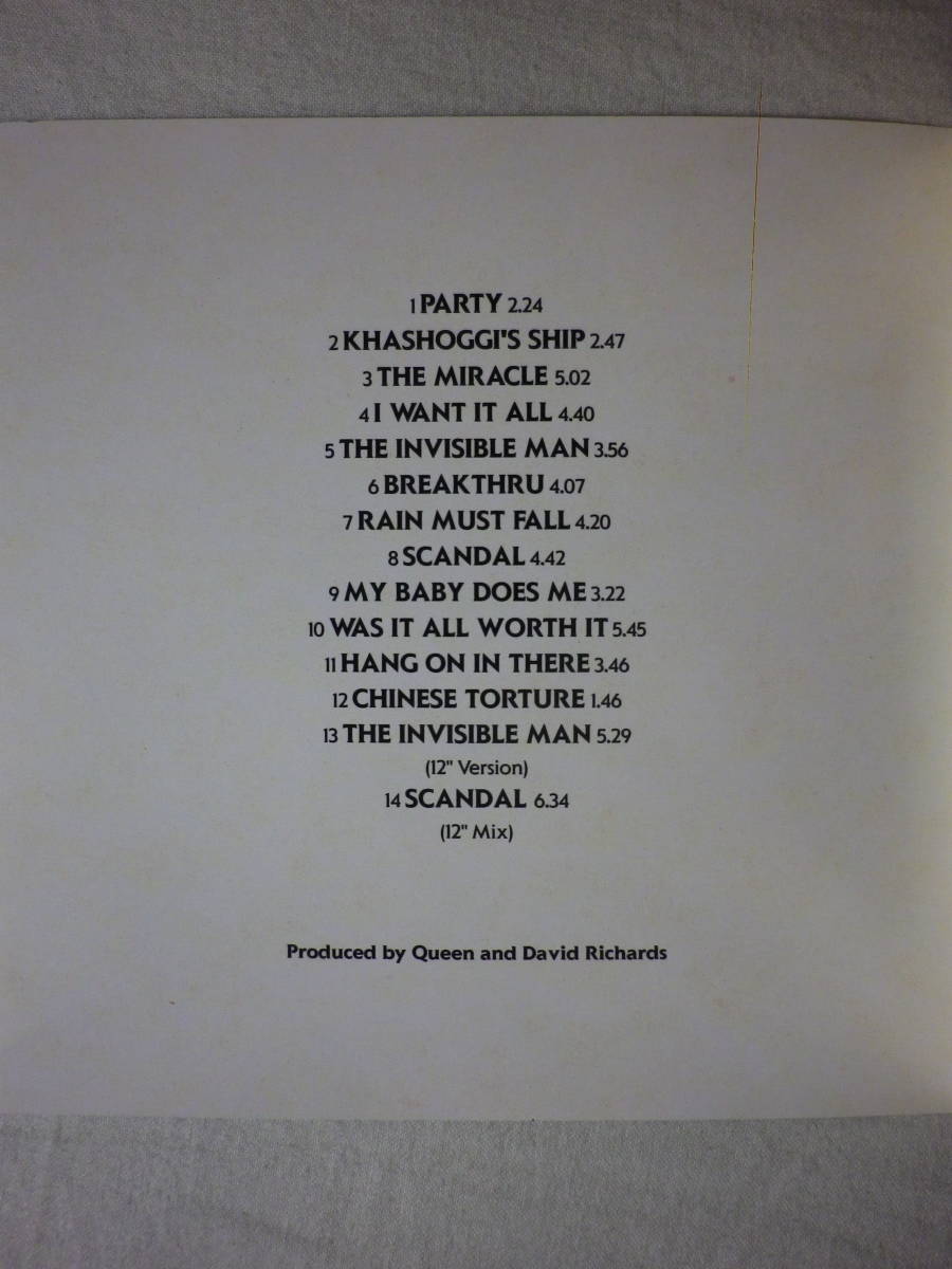 1991年再発盤 『Queen/The Miracle+4(1989)』(HOLLYWOOD RECORDS HR-61234-2,USA盤,歌詞付,I Want It All,Breakthru)_画像4