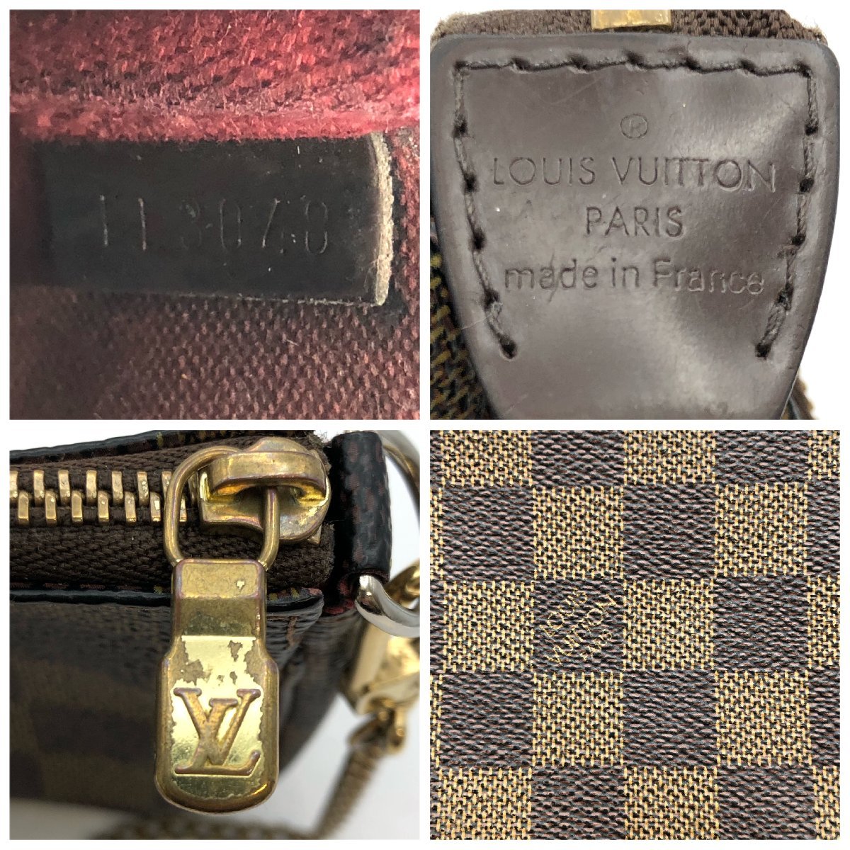 1円～/LOUIS VUITTON/ルイヴィトン/アクセソワール/ダミエ/FL3048/ポーチ/ミニポシェット/ハンドバッグ/バッグ/レディース/H024_画像6