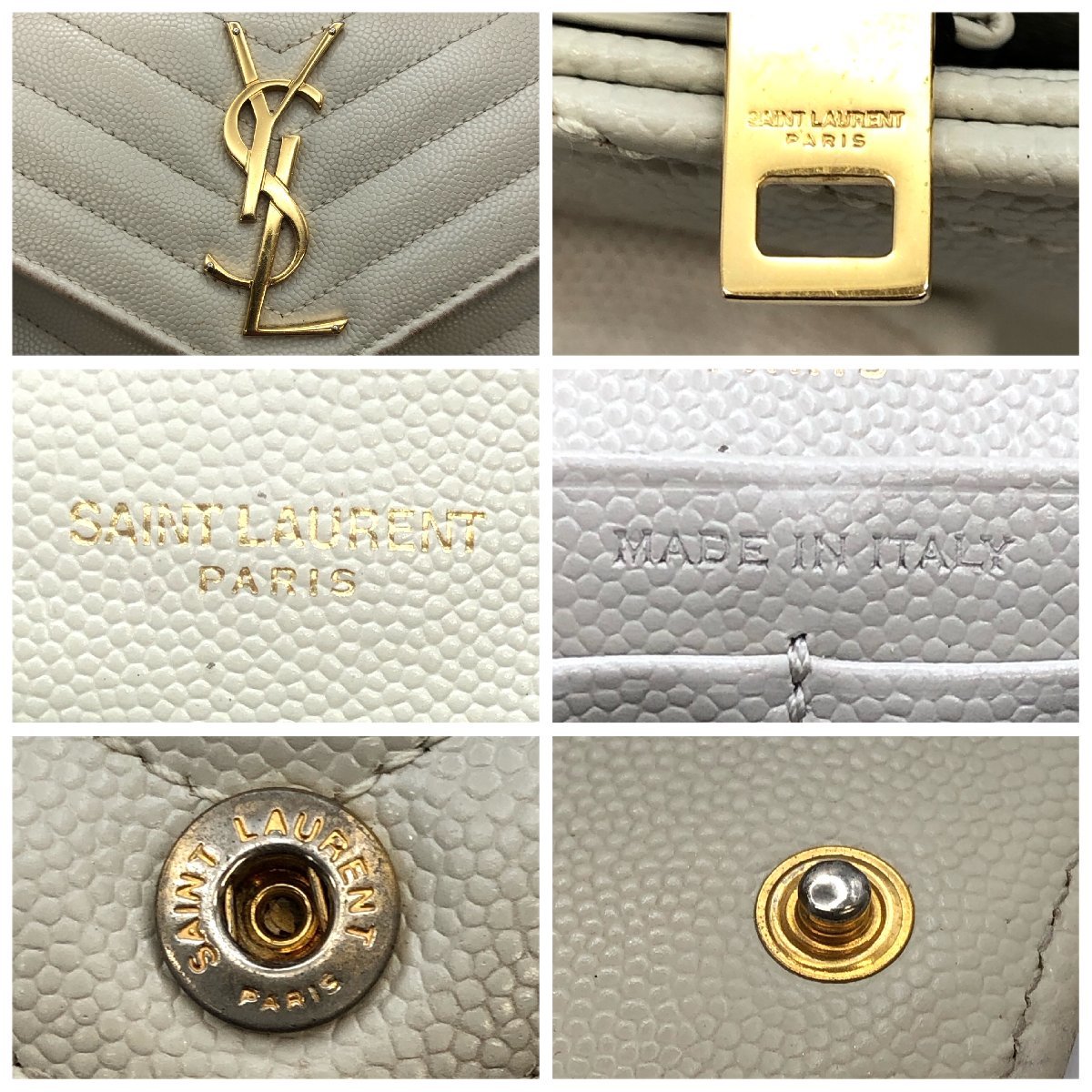 1円～/Yves Saint Laurent/YSL/イヴサンローラン/Vステッチ/二つ折り財布/長財布/財布/札入れ/小銭入れ/レディース/H032_画像4