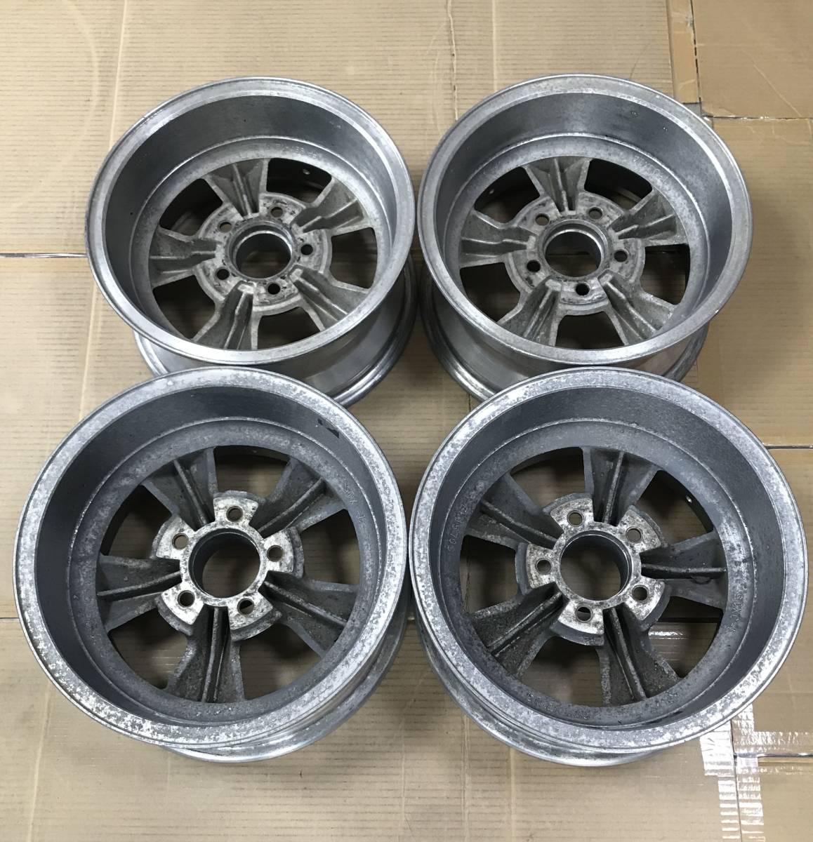 希少 14×7j 15×7j 114.3/5h エンケイ 5スポーク カスタム ワタナベ 旧車 当時物 ハヤシ バハ クラウン セドグロ　ハイエース バニング_画像9