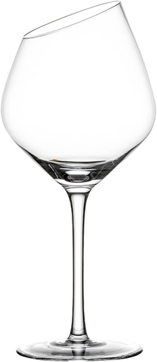 斜めカットデザインがオシャレなブルゴーニュ用グラス1脚 ワイングラス 赤ワイン 白ワイン ガラス製 普段使い 業務用 ギフト 洗練