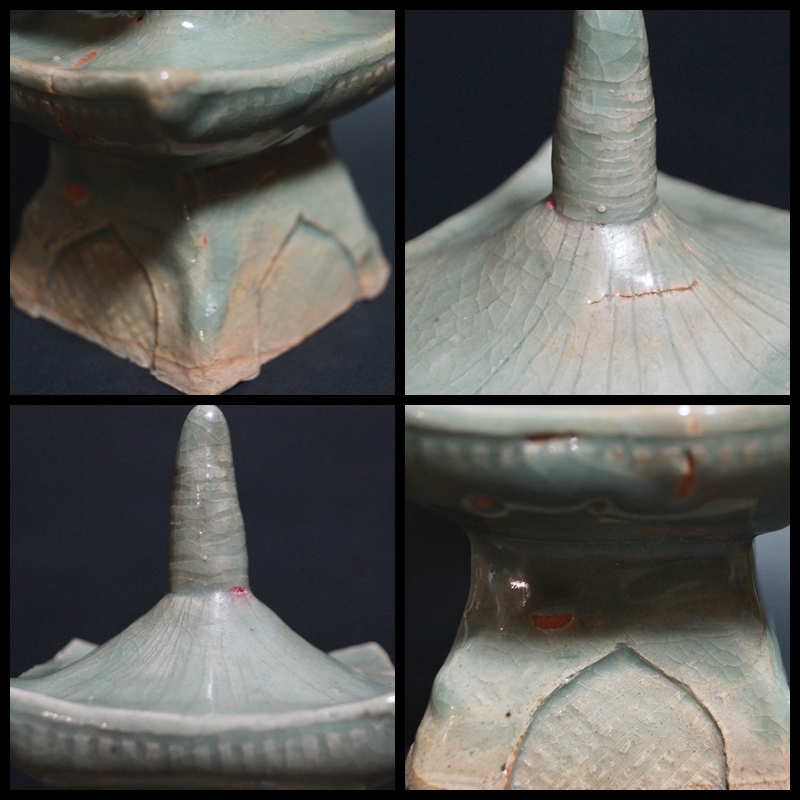 閑】茶道具 松月作 青磁塔 青磁多宝塔 在銘 建物 三重の塔 閑】茶道具 松月作 青磁塔 青磁多宝塔 在銘 建物 三重の塔