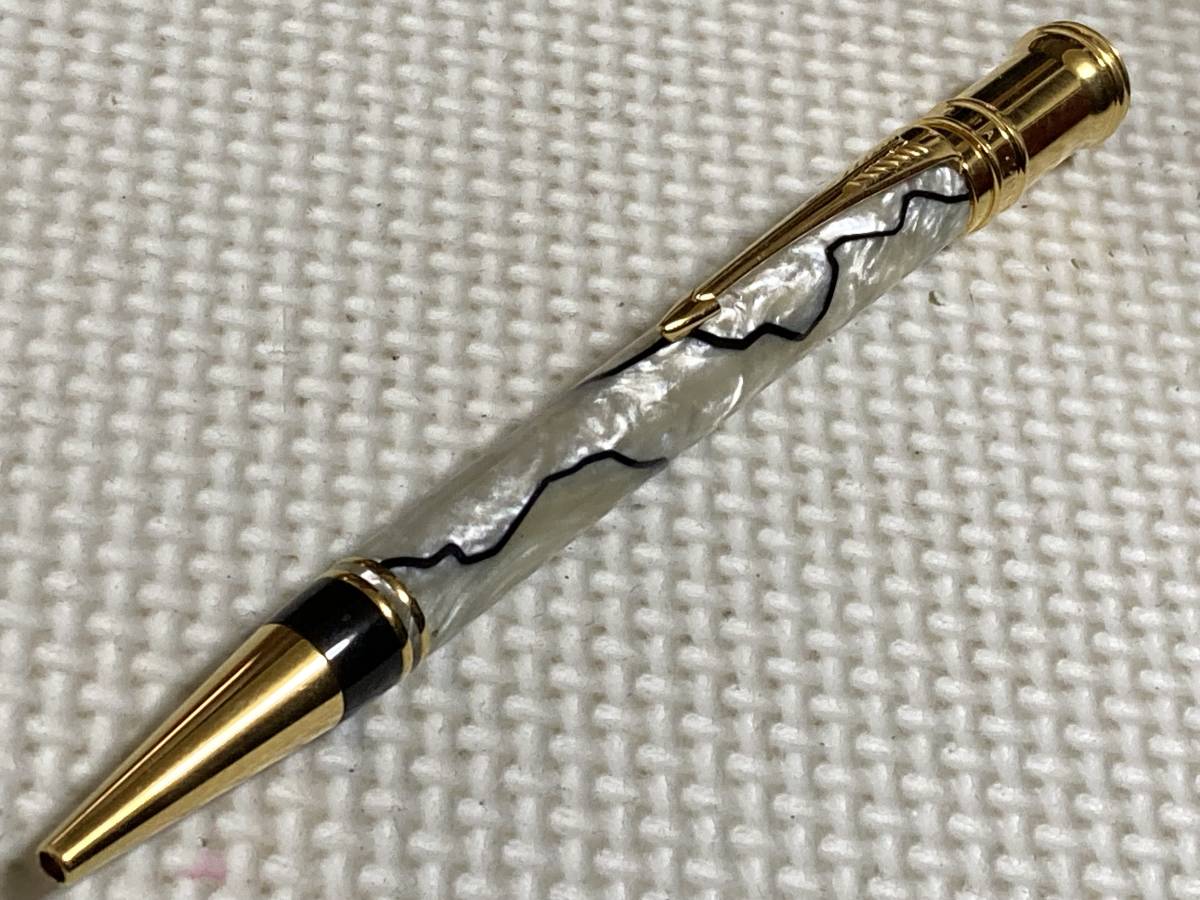 PARKER パーカー DUOFOLD　デュオフォールド マーブルホワイト ツイスト式 ボールペン_画像1