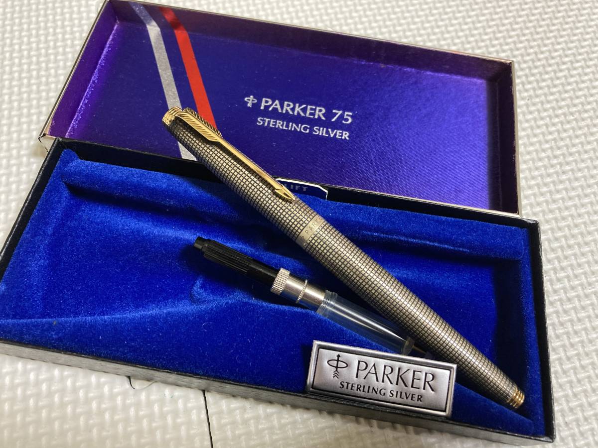 PARKER パーカー 75 スターリングシルバー万年筆 ペン先14K XF_画像1