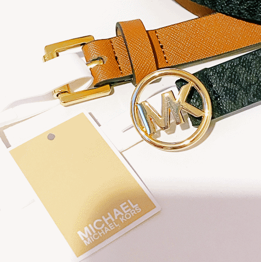 Michael Kors　MKロゴ マイケルコースレザー ベルト２本セット　Lサイズ　新品未使用　ギフト　贈り物　プレゼント　MKバックル　ゴールド