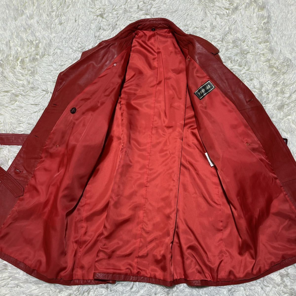 1円 希少色 極美品 Lサイズ トレンチコート レザー レッド 赤 1円 希少色 極美品 Lサイズ トレンチコート レザー レッド 赤