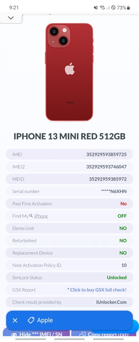 ★希少★新品未使用★iPhone 13mini 512 GB ★海外版SIMフリー★カメラシャッター音なし★赤★A2628★新品バッテリー100%★_画像8