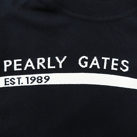 【格安】1,000円～ PEARLY GATES パーリーゲイツ タートルネック コットン ニットセーター 2023 ネイビー系 サイズ1 非売品 [M4425]_画像4