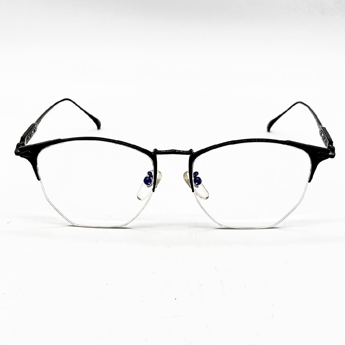 Chrome Hearts クロムハーツ 52□16-146 KLX121 C1 ブラックフレーム ハーフリム クロスデザイン レンズ付き 眼鏡 メガネ アイウェア_画像1