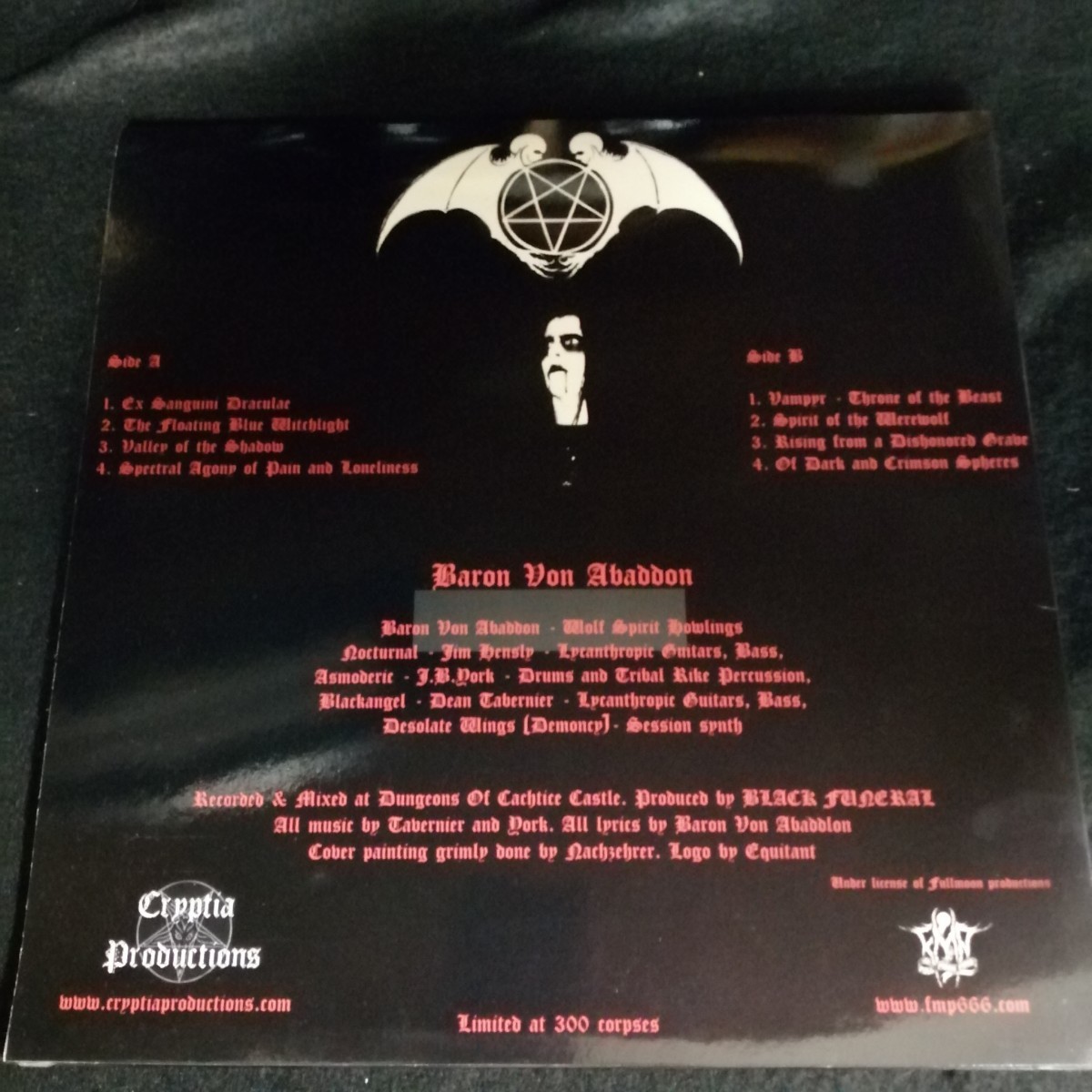 D01 中古LP 中古レコード BLACK DUFUNERAL vampyr throne of the beast ギリシャ盤 LCF XII アメリカ ブラックメタル 300枚限定の画像2