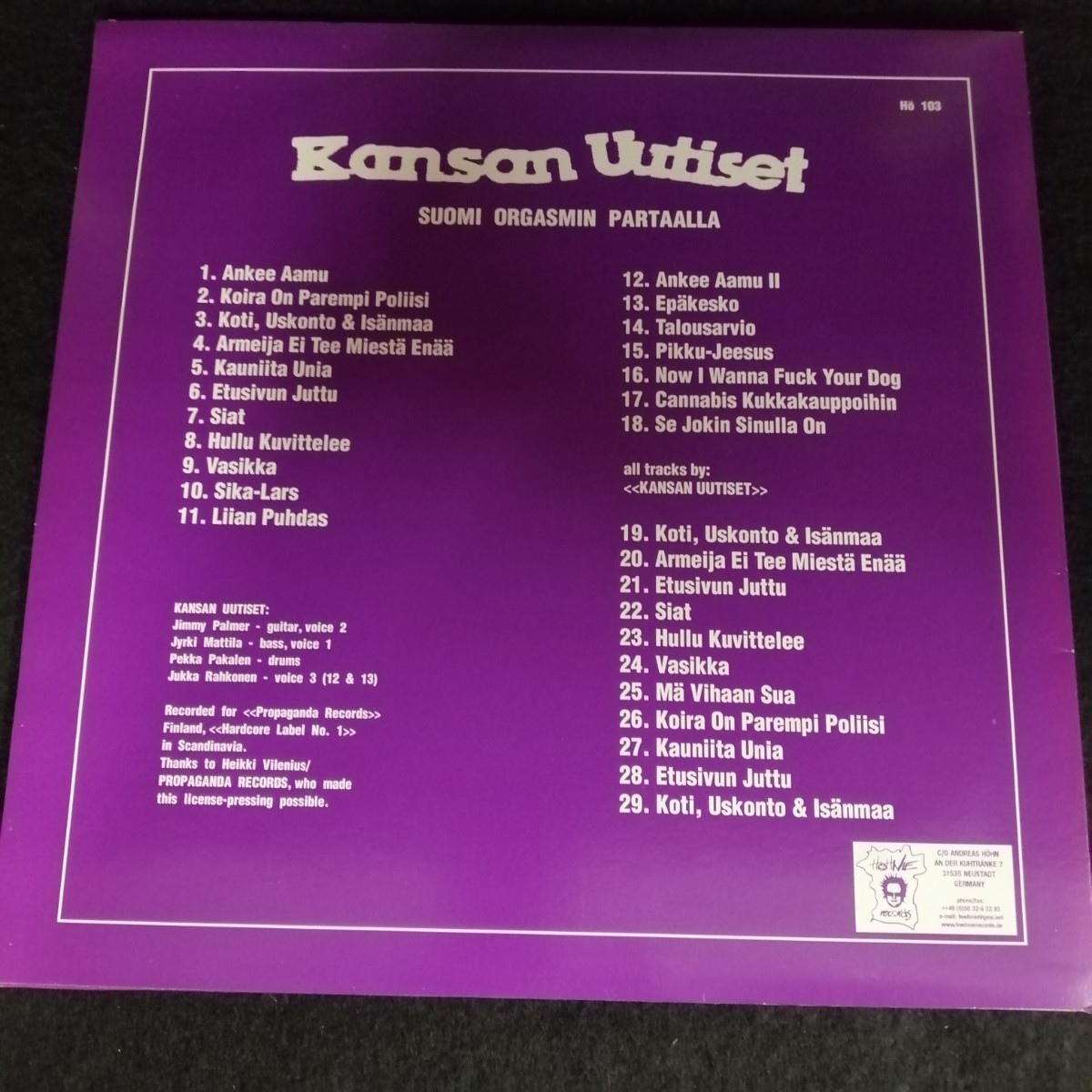 D01 中古LP 中古レコード　KANSAN UUTISET suomi orgasmun partaalla 2枚組 HO 103　ドイツ盤　フィンランド　ハードコア パンク_画像2