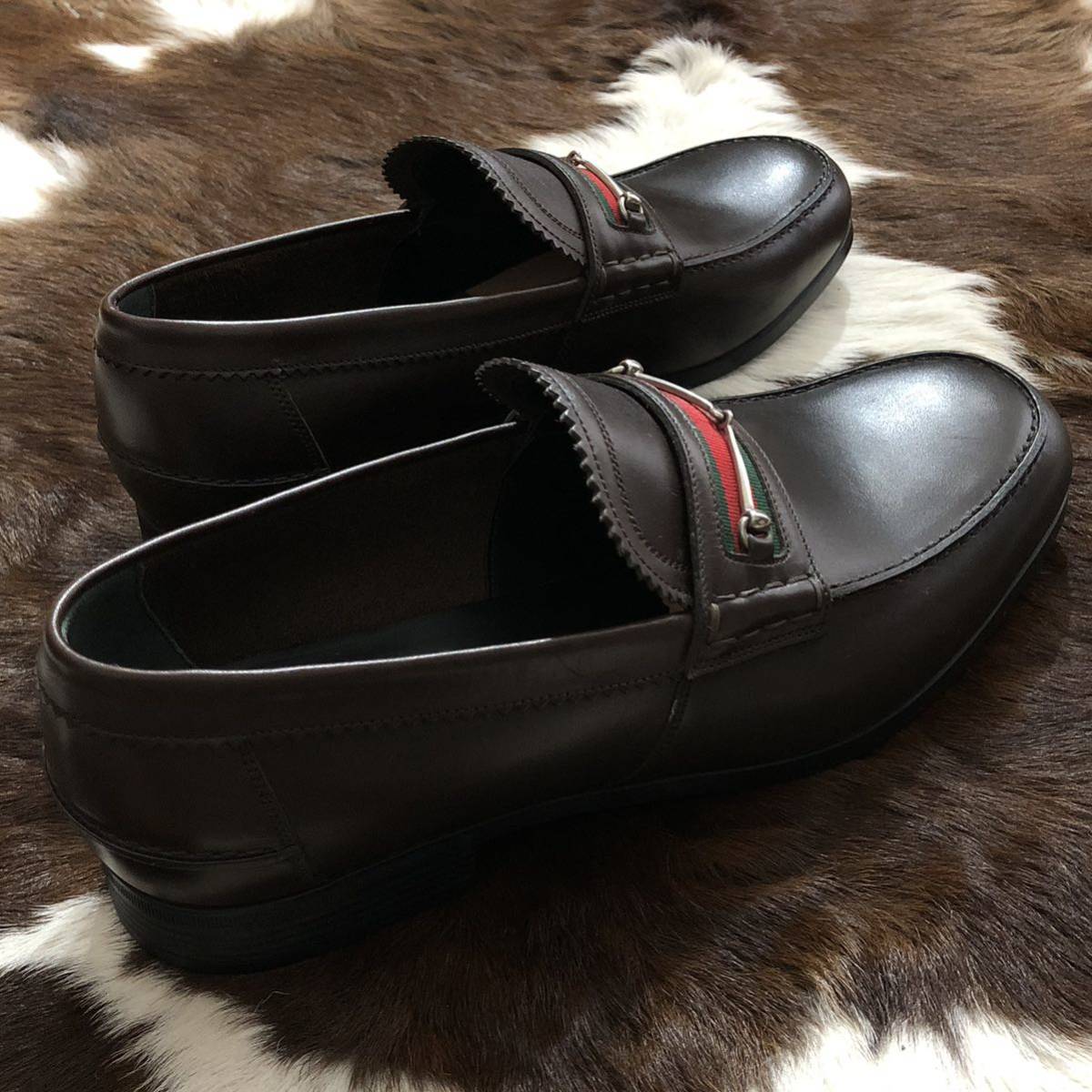 GUCCI（グッチ）ホースビットローファーモカシン（ダークブラウン/焦げ茶）レザー革靴 ビジネスシューズ メンズサイズ8.5/イタリア製/1953の画像2