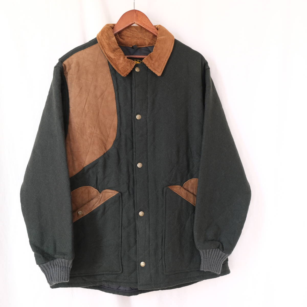 80s【 WOOLRICH 】ウールリッチ ビンテージ ウール キルティング ハンティングジャケット / オリーブグリーン系 / M / USA製_画像2