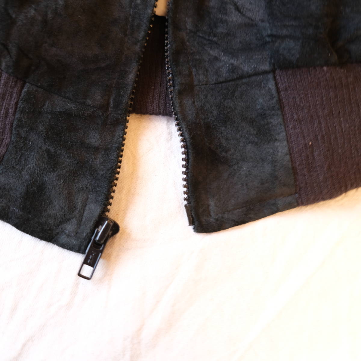 80s90s[ MTV Creative Custom Products ] Vintage замша с хлопком блузон жакет / черный чёрный / USA производства кожа Logo куртка 