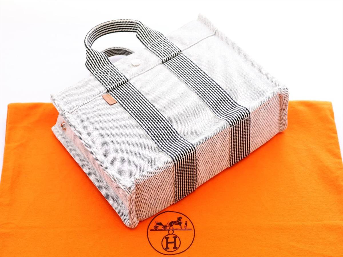 1円 新品同様 希少 極美品 角スレ無し エルメス ニューフールトゥ PM グレー HERMES フールトゥ トートバッグ キャンバス クリーニング済_画像1