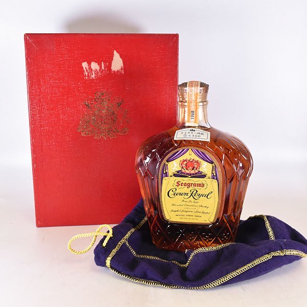 1円～★クラウン ローヤル 1968 ★特級 ＊巾着袋 箱付 750ml 40% カナディアン ロイヤル CROWN ROYAL B040103_画像1