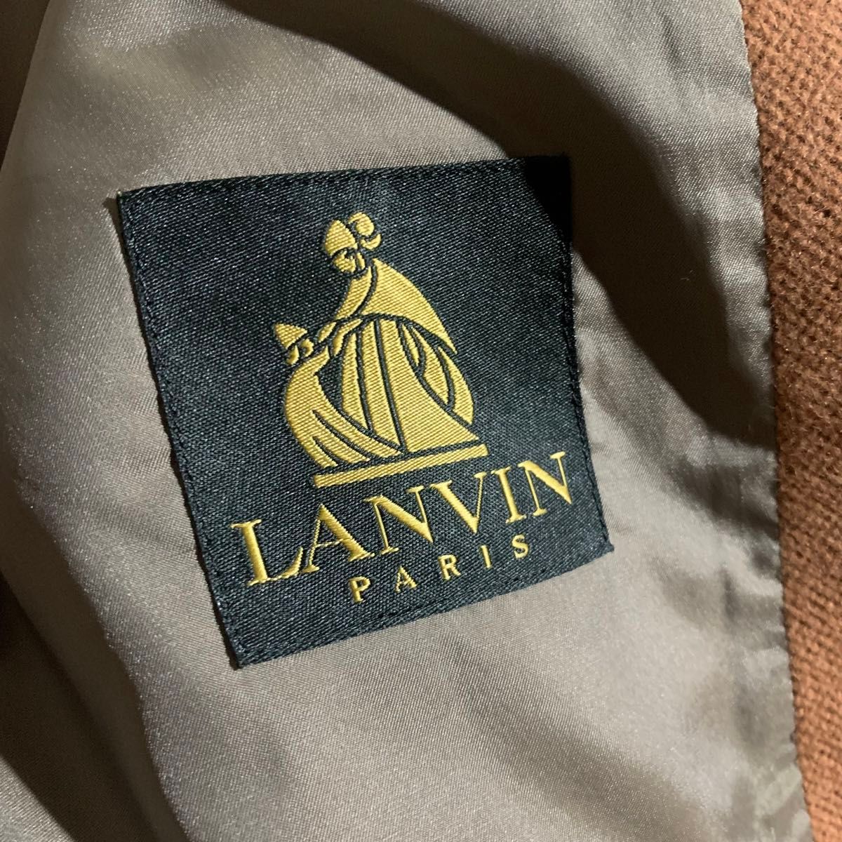 ★最終価格★ LANVIN ランバン　ヴィンテージ　アンゴラ 50%混　ダブル　ピーコート　茶色　オレンジ　古着　L ウール