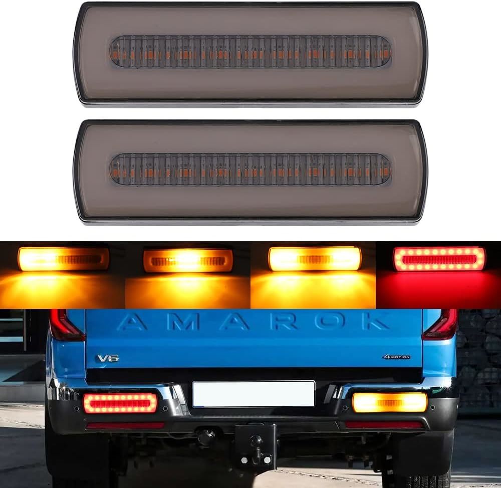 トラック テールランプ 24V 12V-30V シーケンシャル 流れる ウィンカー レッド アンバー 2色 2個セット_画像1