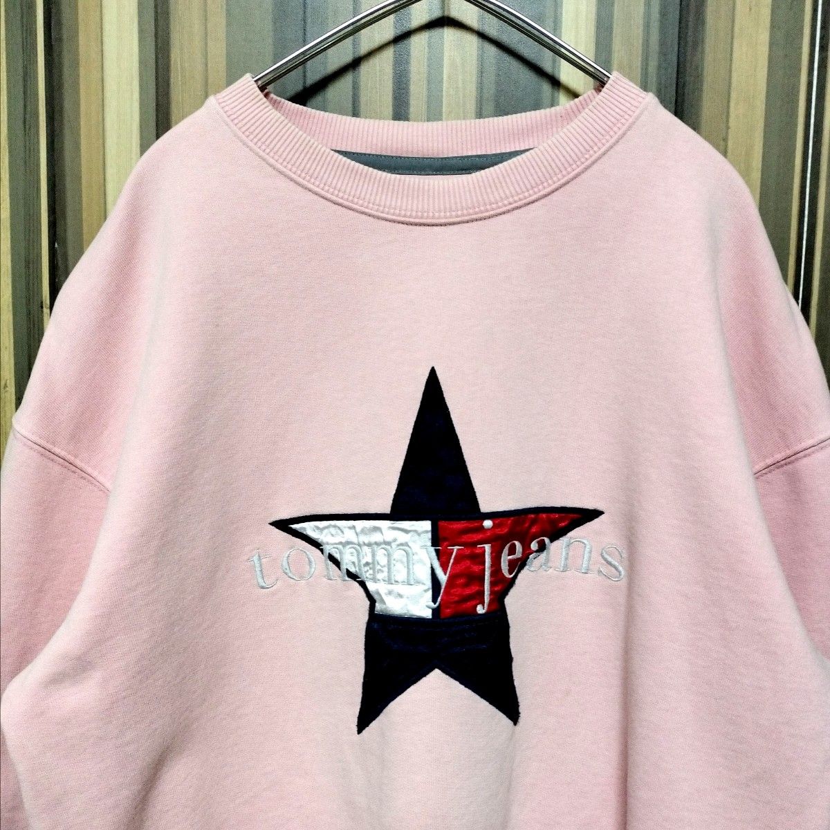 90s【TOMMY JEANS】トミージーンズ スター デカロゴ スウェット S