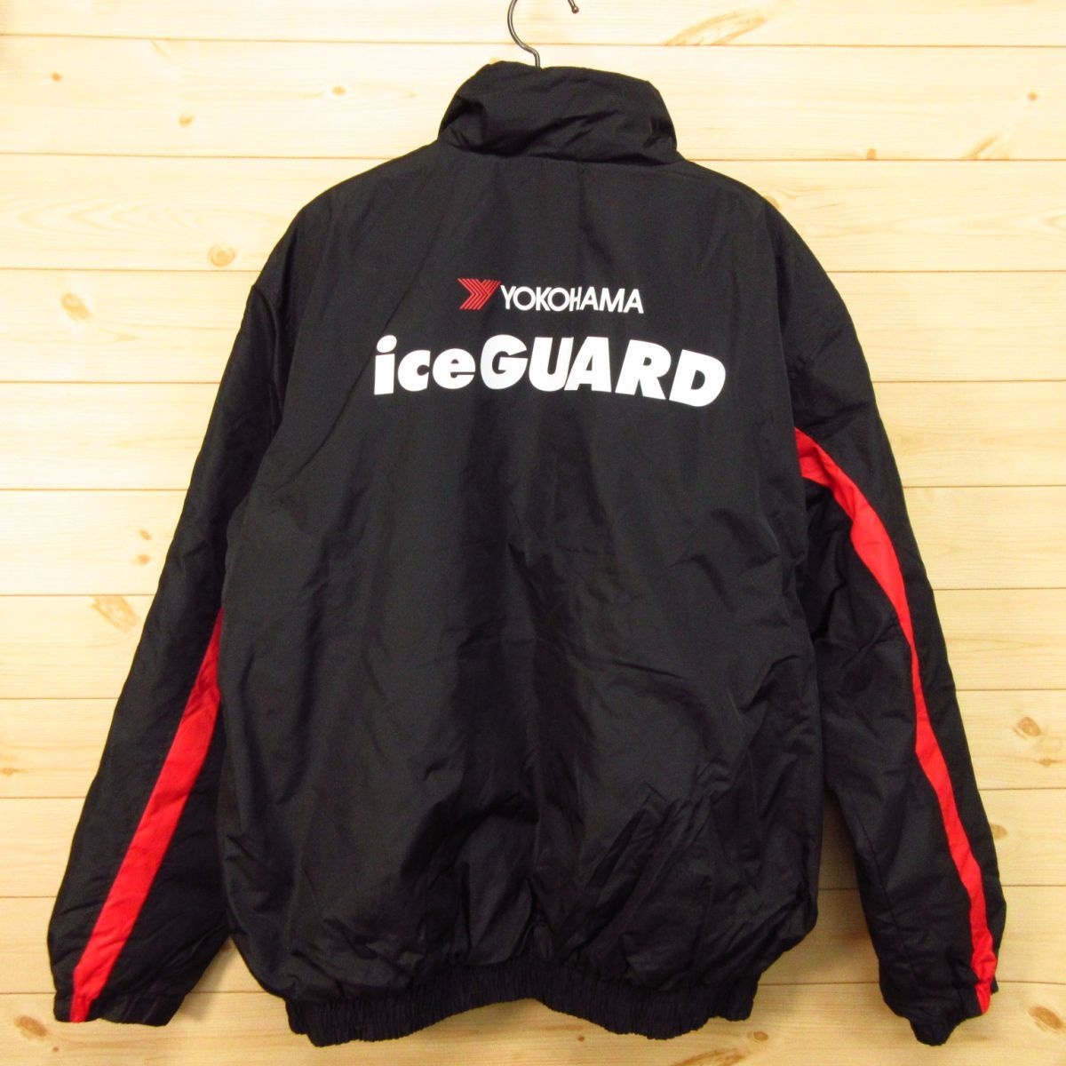 ◎美品！YOKOHAM ヨコハマタイヤ 横浜タイヤ ice GUARD◆厚手ナイロンジャケット 中綿 防寒 撥水 ユニフォーム 秋冬◆メンズ 黒 F◆A3611_画像1