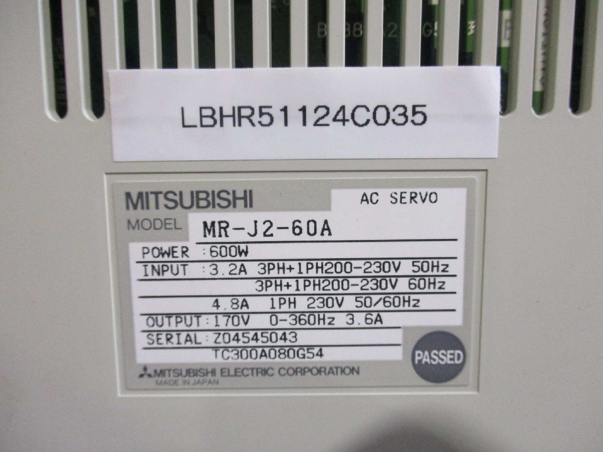 中古 MITSUBISHI AC サーボアンプ MR-J2-60A 600W (LBHR51124C035)_画像2