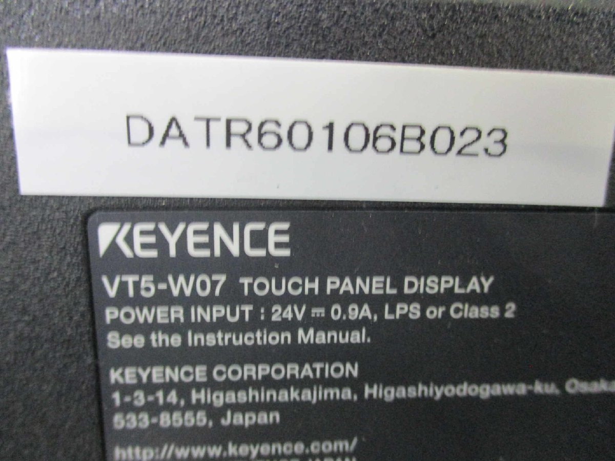 中古 KEYENCE TOUCH PANEL DISPLAY VT5-W07 タッチパネルディスプレイ　(DATR60106B023)_画像1