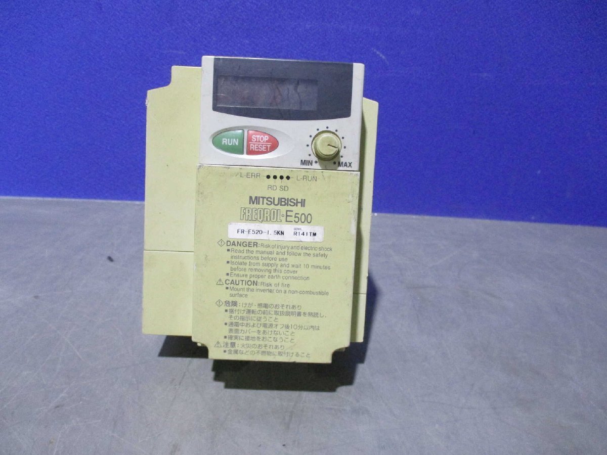 中古 MITSUBISHI INVERTER FR-E520-1.5KN インバーター　1.5KW (LAHR60113C035)_画像3