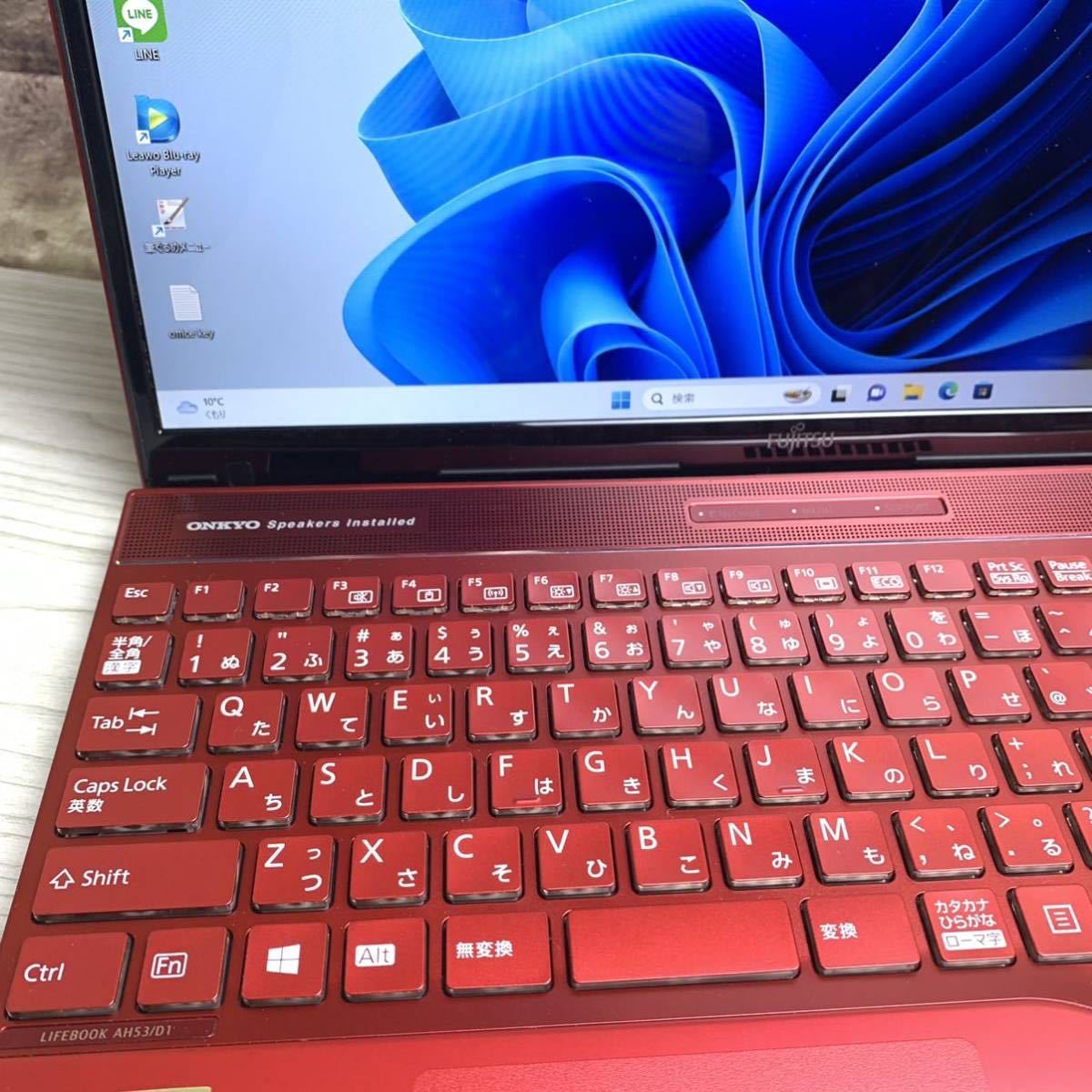 フルHD 第8世代 Core i7-8565U SSD500GB 富士通 LIFEBOOK AH53/D1 メモリ12GB カメラ WIN11 Blu-ray office2019_画像3