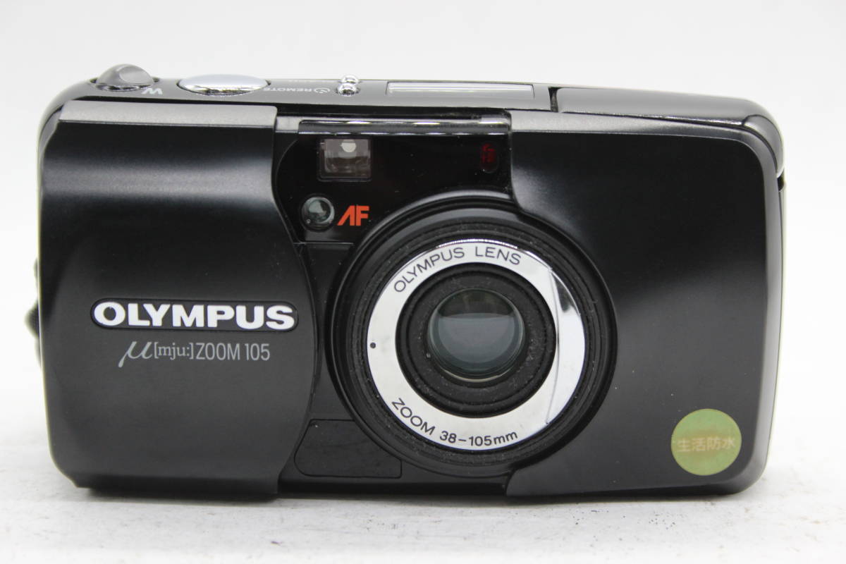 【返品保証】 オリンパス Olympus μ mju ZOOM 105 ブラック 38-105mm ケース付き コンパクトカメラ s6319の画像2