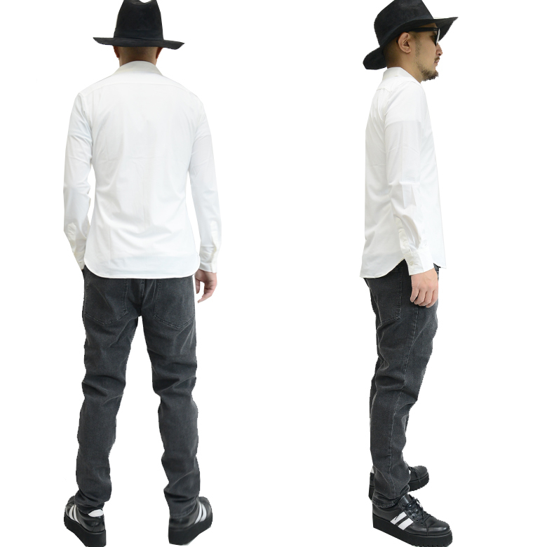 スーパーストレッチ 長袖シャツ メンズ レギュラーカラーシャツ 9063n133 メンズ シャツ 新品ホワイト XL_画像3
