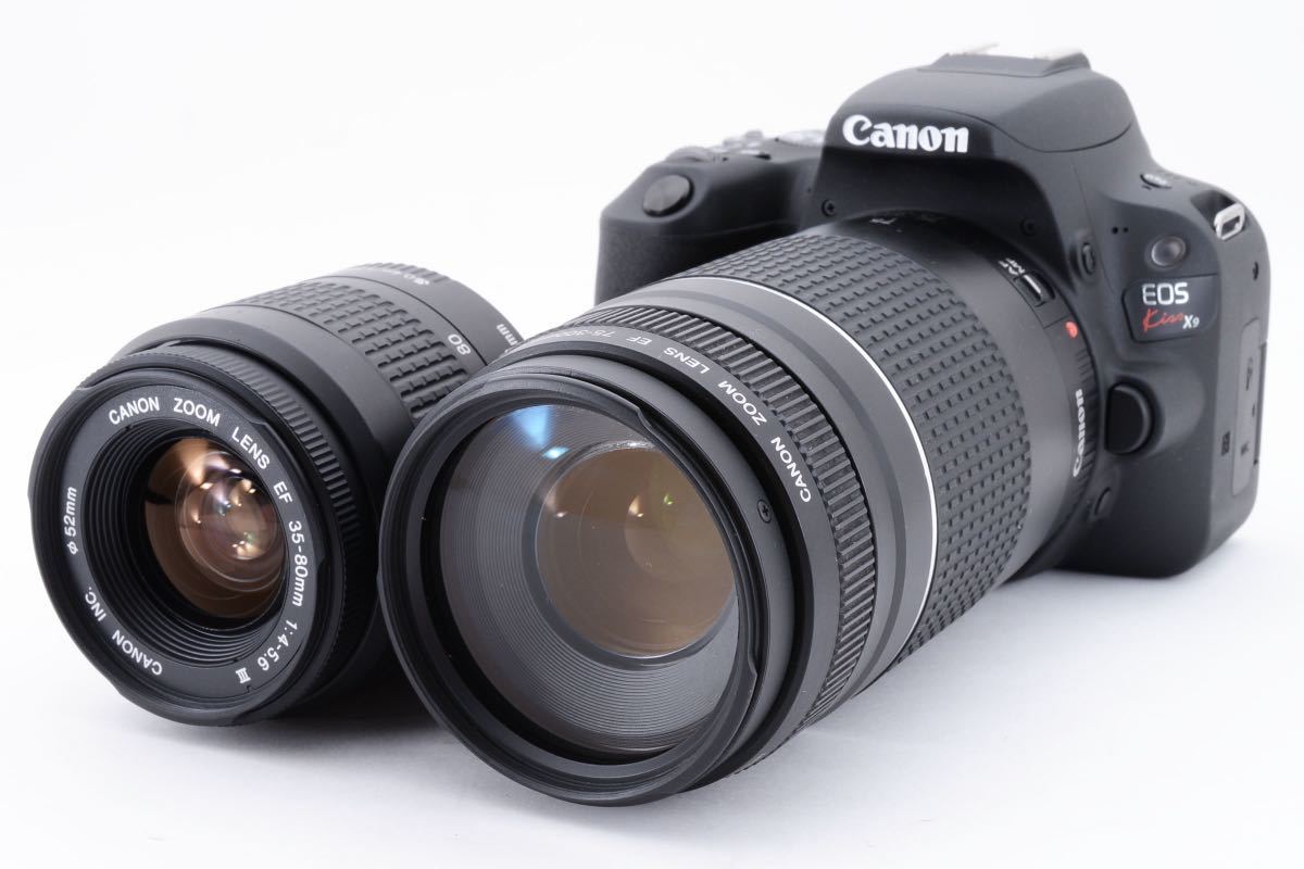 保証付き☆デジタル一眼レフ カメラ Canon EOS Kiss X9標準&望遠ダブルレンズセット/EF 35-80㎜1:4-5.6III/EF75-300㎜ F4-5.6 III☆1094の画像2