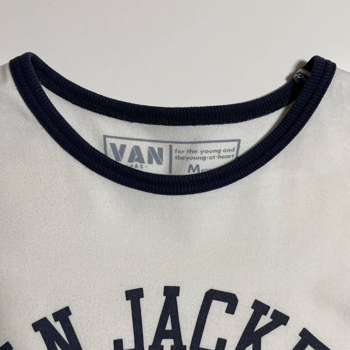 【VAN JAC】カレッジ風Tシャツ 白　サイズM_画像2